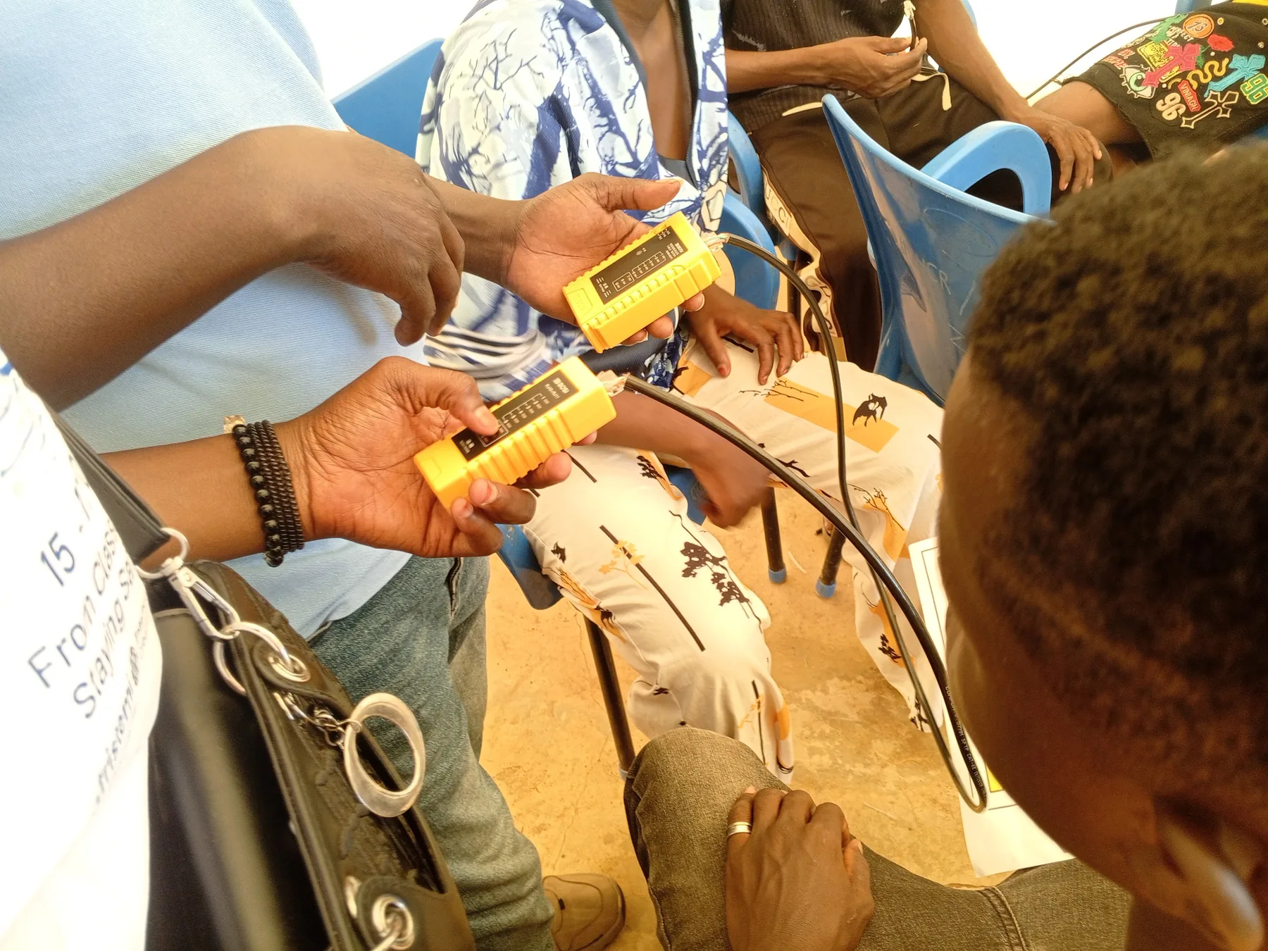 Students working with electronics